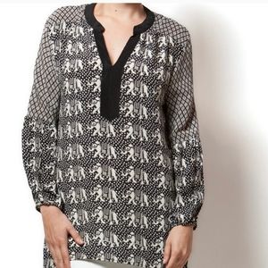 Tolani 100% Silk Elephant Print Tunic Top XS